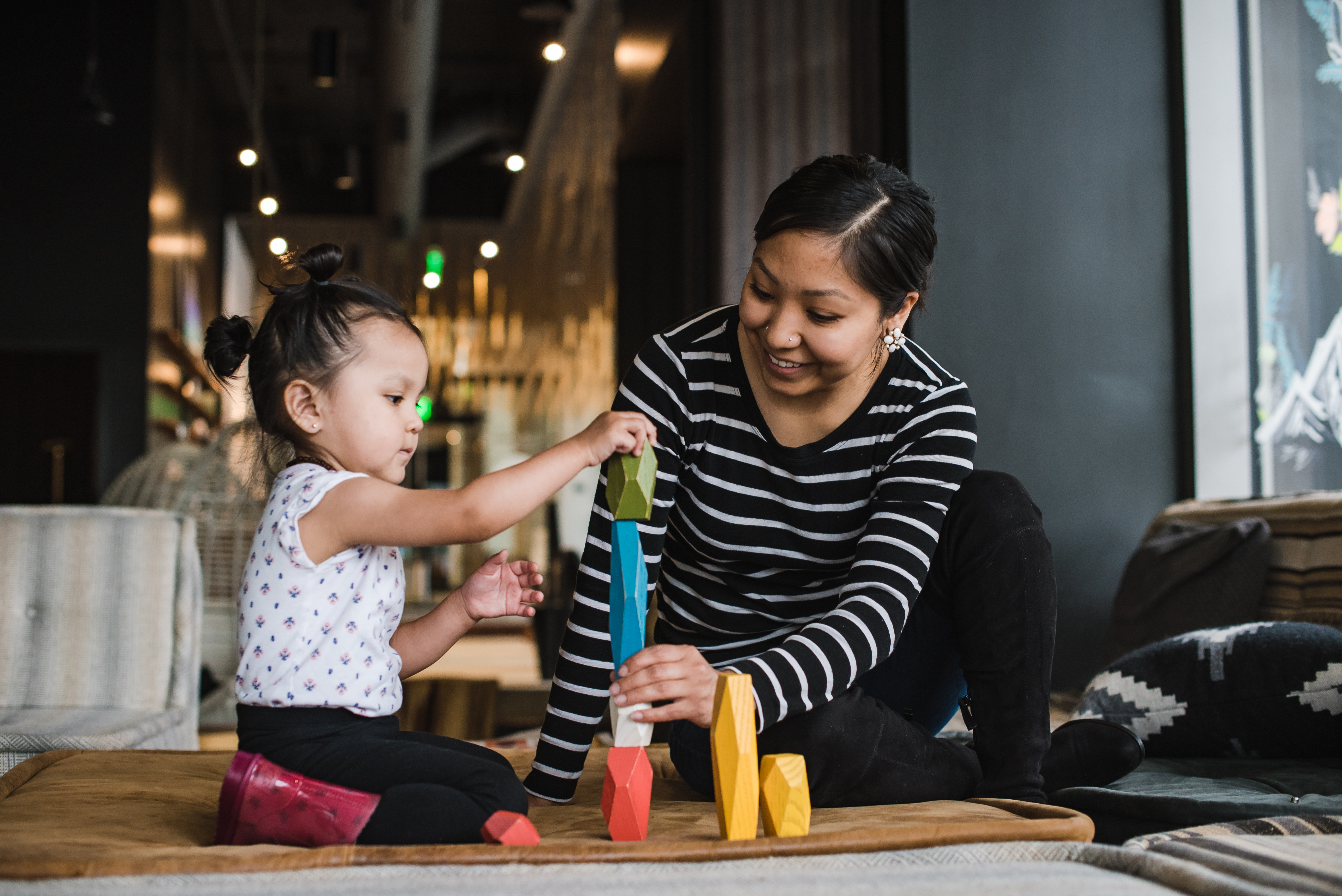 mom and child playing