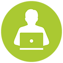 person on computer icon